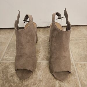 Elegant Taupe Peep-Toe Ankle Boots